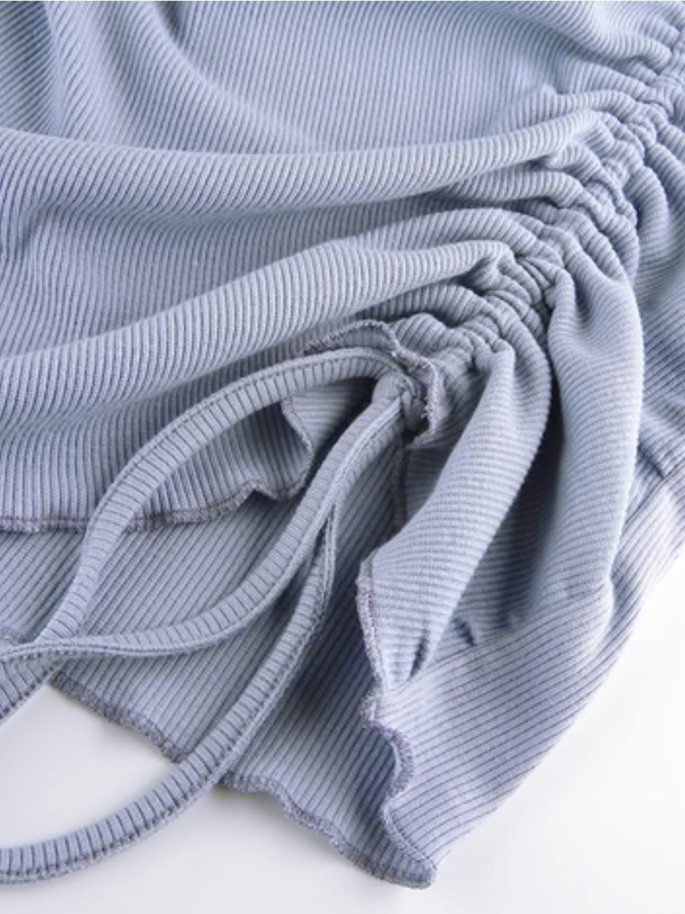 Blue Drawstring Ruched Mini Skirt - Picture 2 of 3